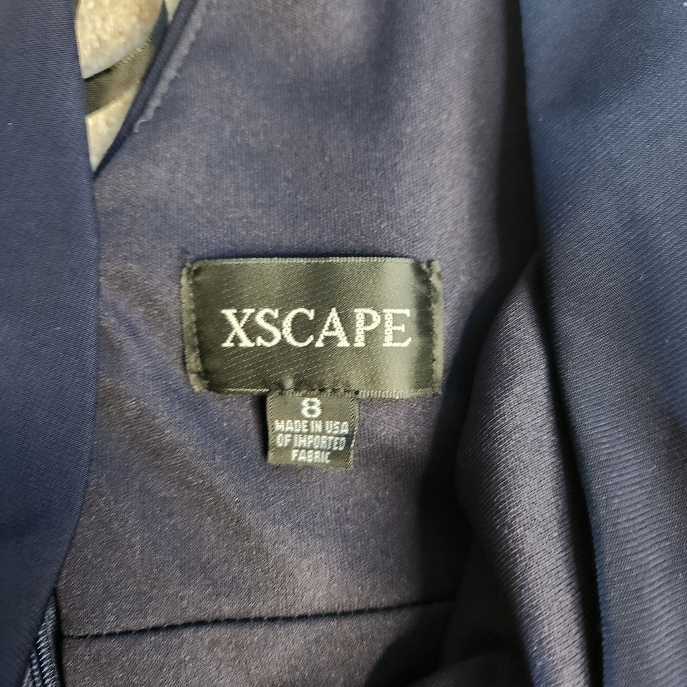 Xscape Navy Backless Dress with Floral Design - Picture 7 of 12